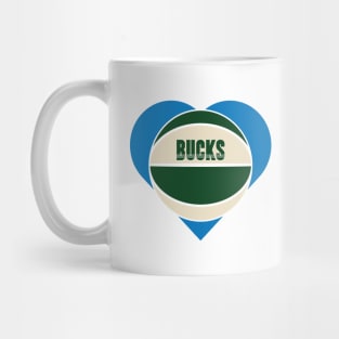 Heart Shaped Milwaukee Bucks Basketball Mug